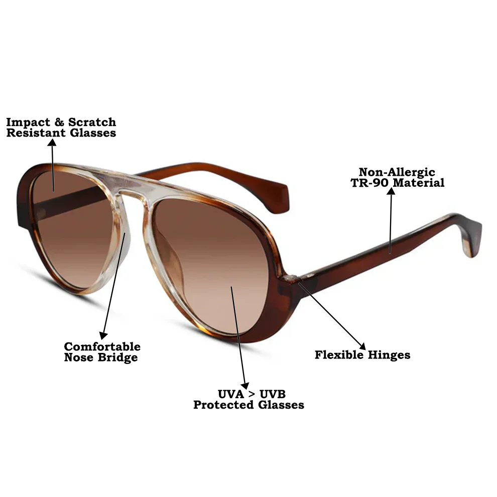 Stylish Pilot Shape Black Sunglasses