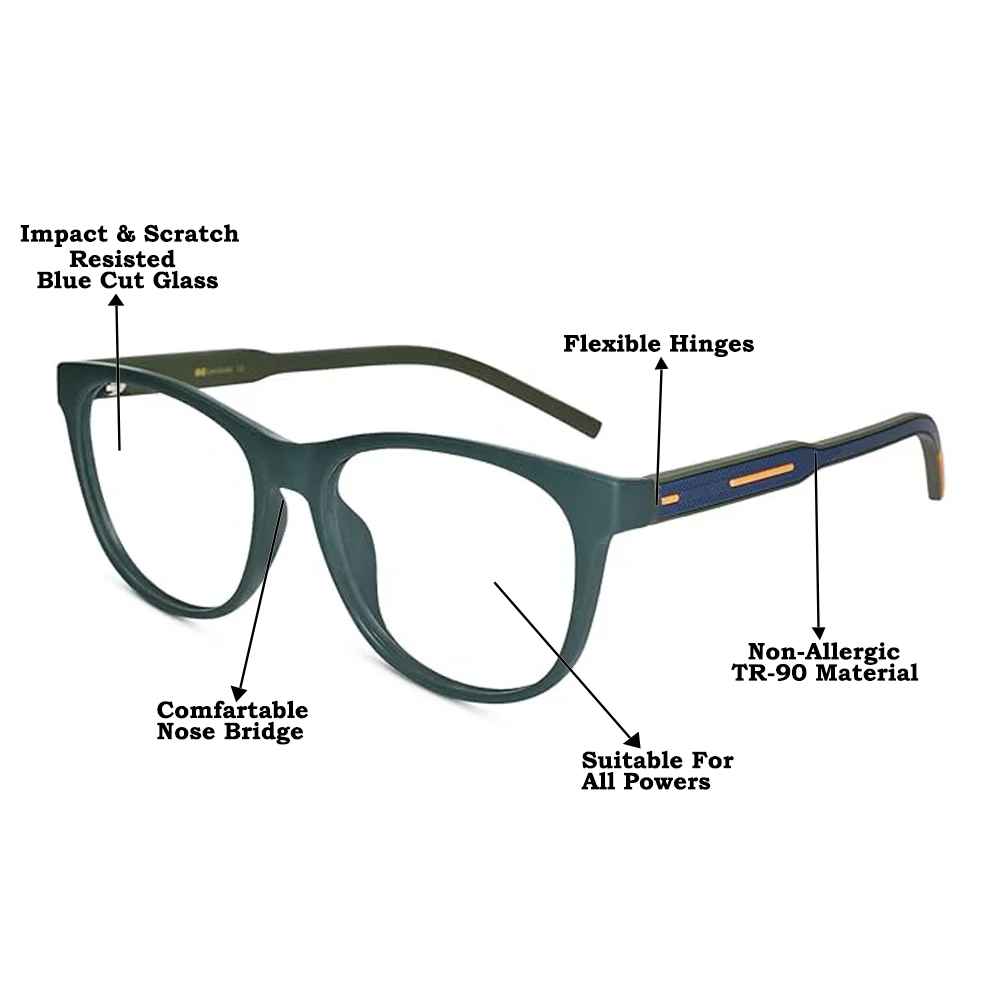 Matt Green Wayfarer Eyeglasses For Men & Women