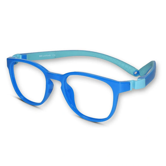 Flexible Full Rim Blue Rectangle Eyeglasses 6-10 yrs