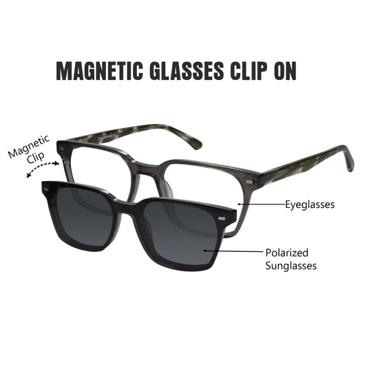 Animal Print Magnetic Clip On Eyeglasses For Men & Women