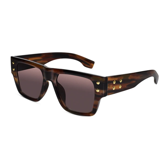 Stylish Bold  Tint Rectangular Brown Sunglasses