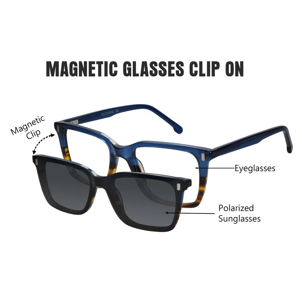 Animal Print Magnetic Clip On Eyeglasses For Men & Women