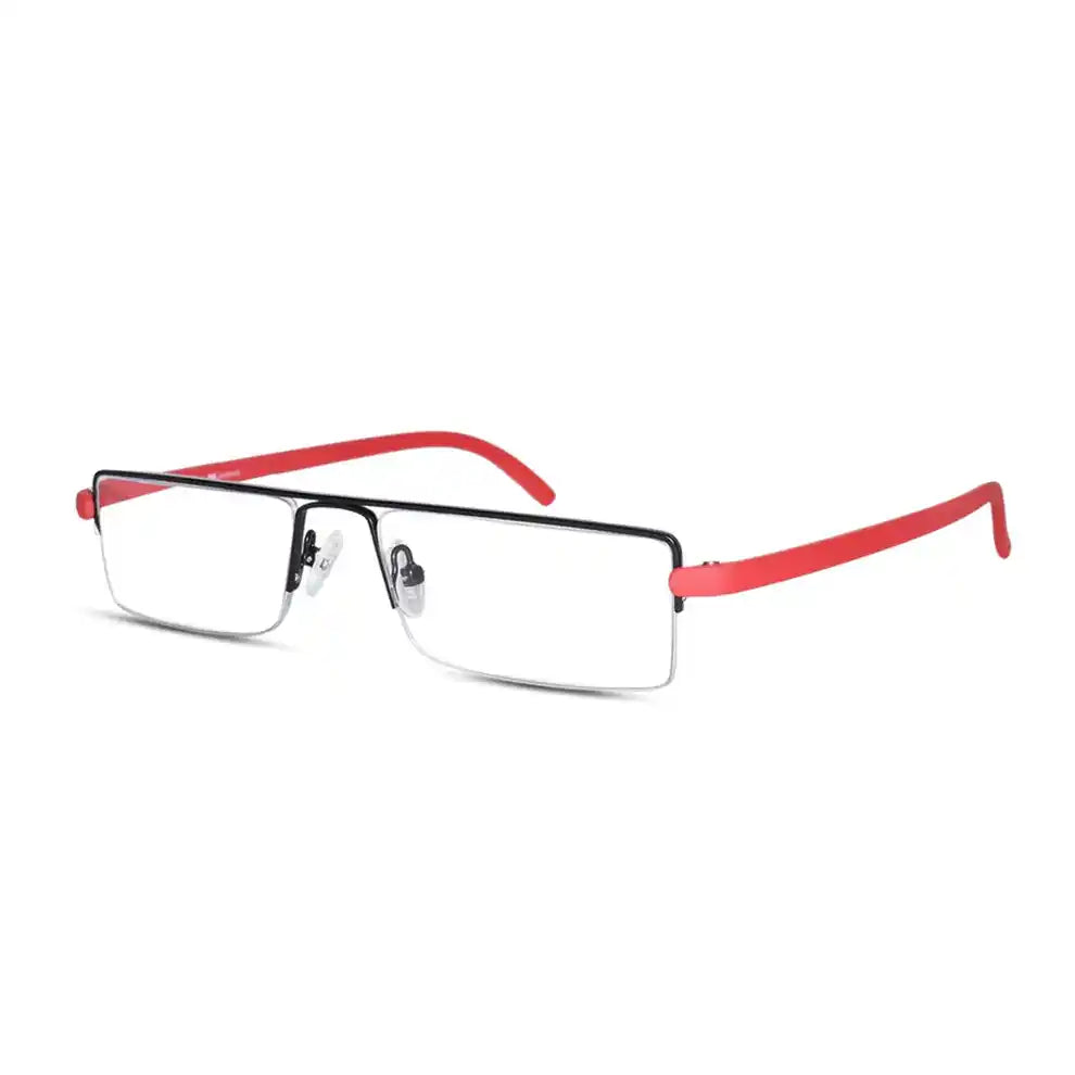 Readers Matte Black - Red Half Rim Rectangle
