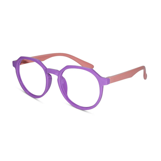 Light Weight Purple Hexagonal Eyeglasses for 6-12 Yrs
