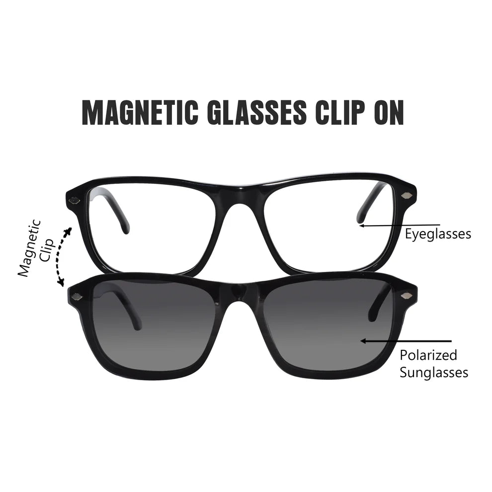 Clip On Transparent Rectangle Eyeglasses