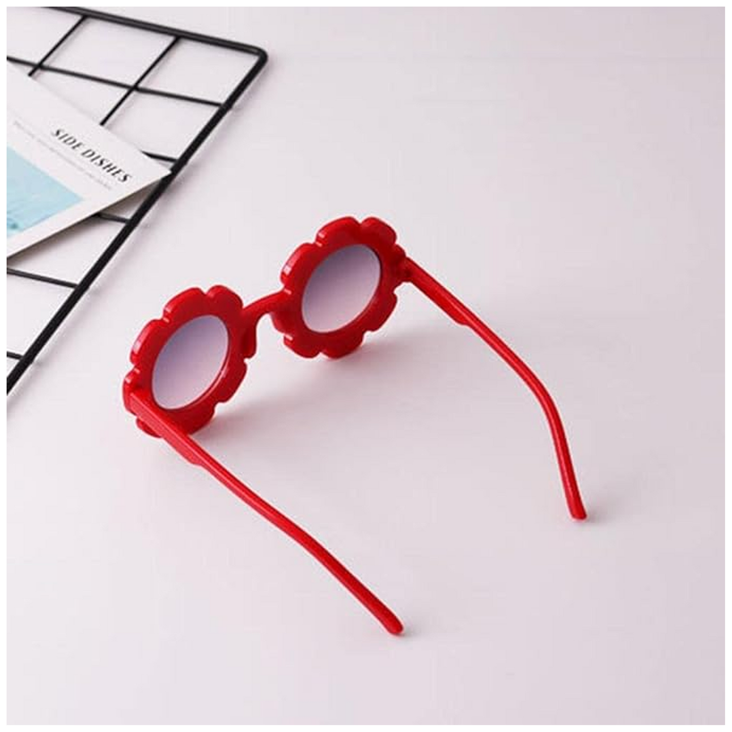 Red Vintage Round Sunglasses For Kids