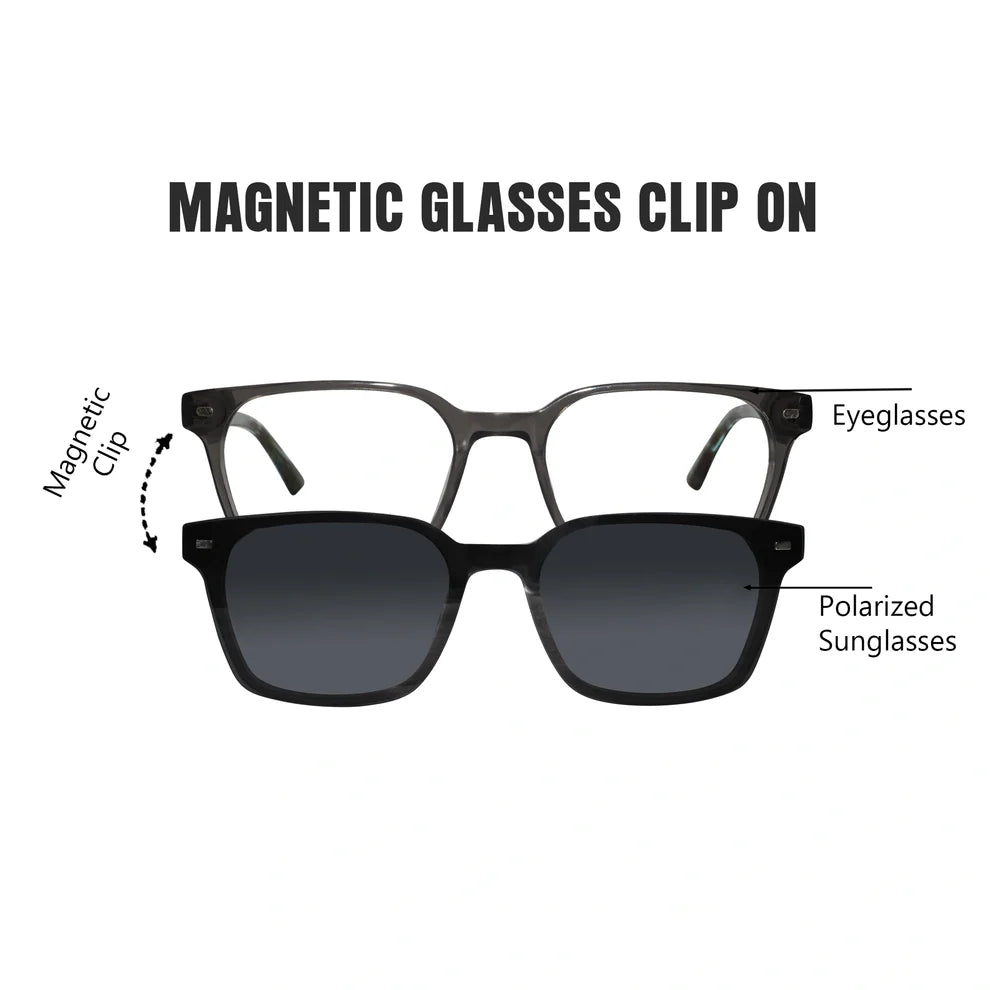 Animal Print Wayfarer Clip On Eyeglasses For Men & Women