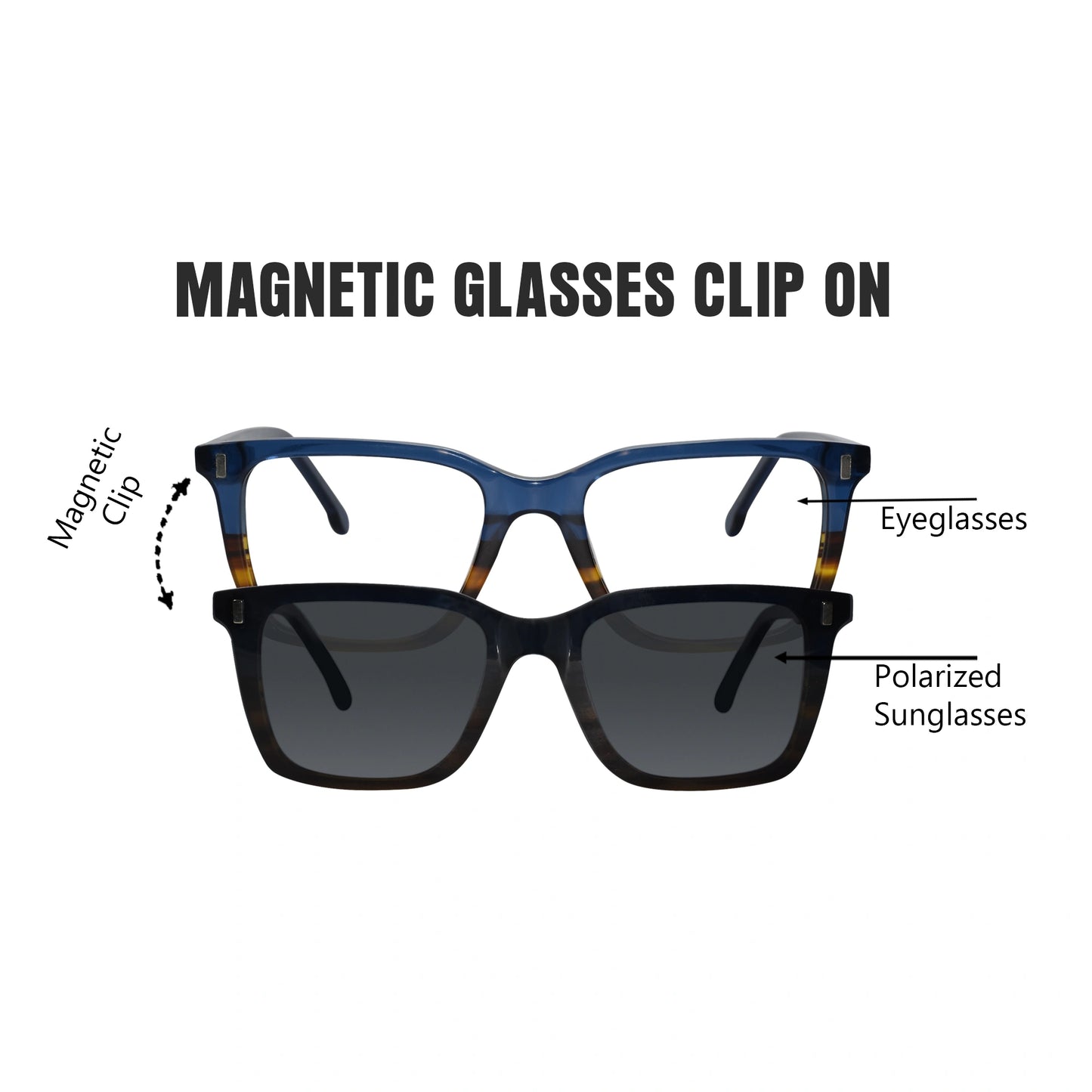 Animal Print Wayfarer Clip On Eyeglasses For Men & Women