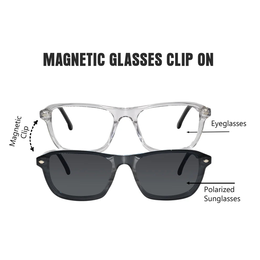Black clip on Eyeglasses for Men & Women