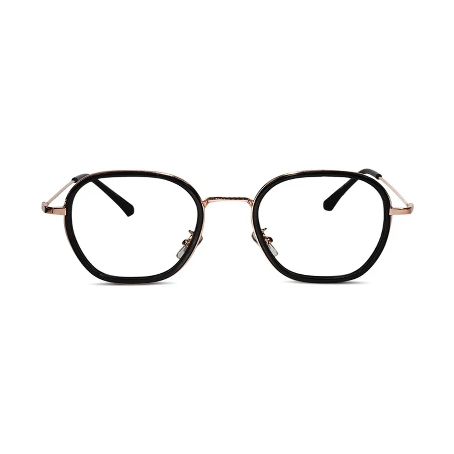 Black Rose Gold Full Rim Hexagonal Eyeglasses