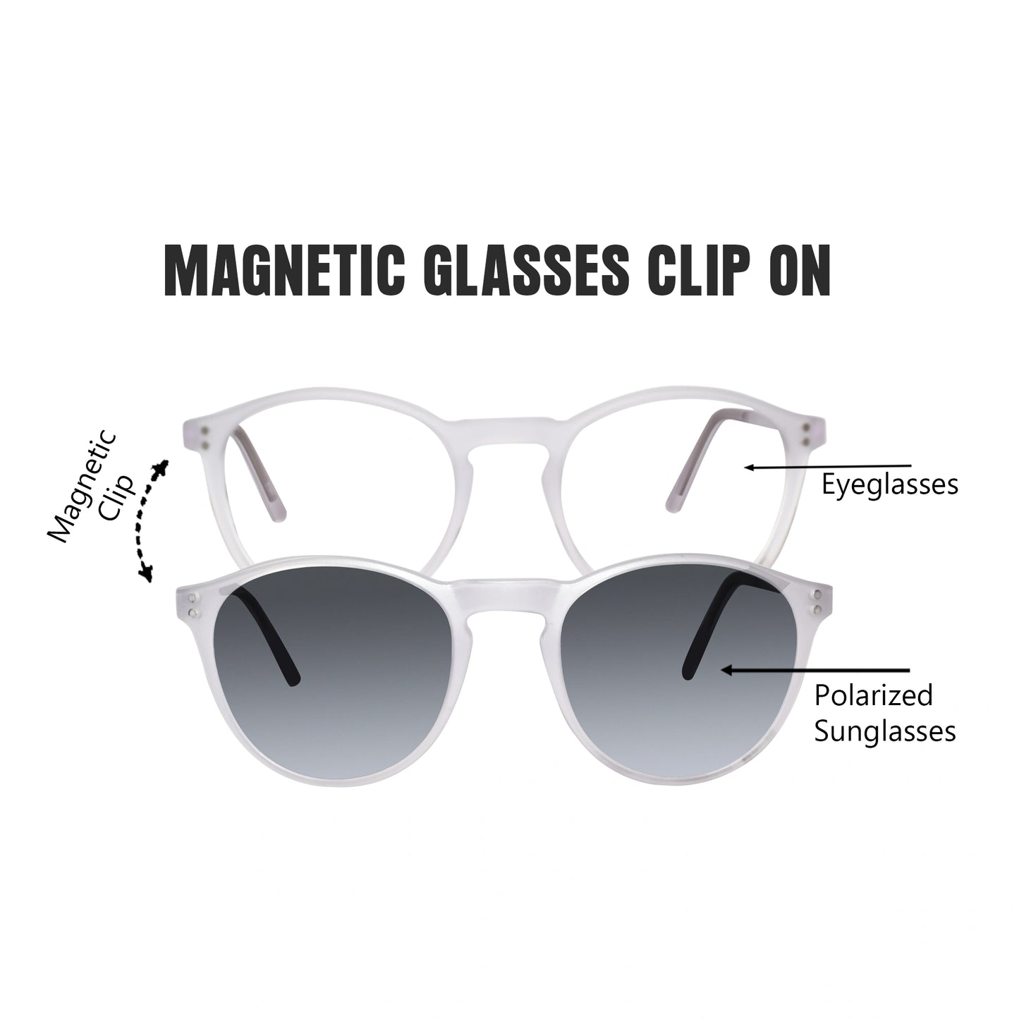 Matt Purple Transparent Round Clip On Eyeglasses For Men & Women