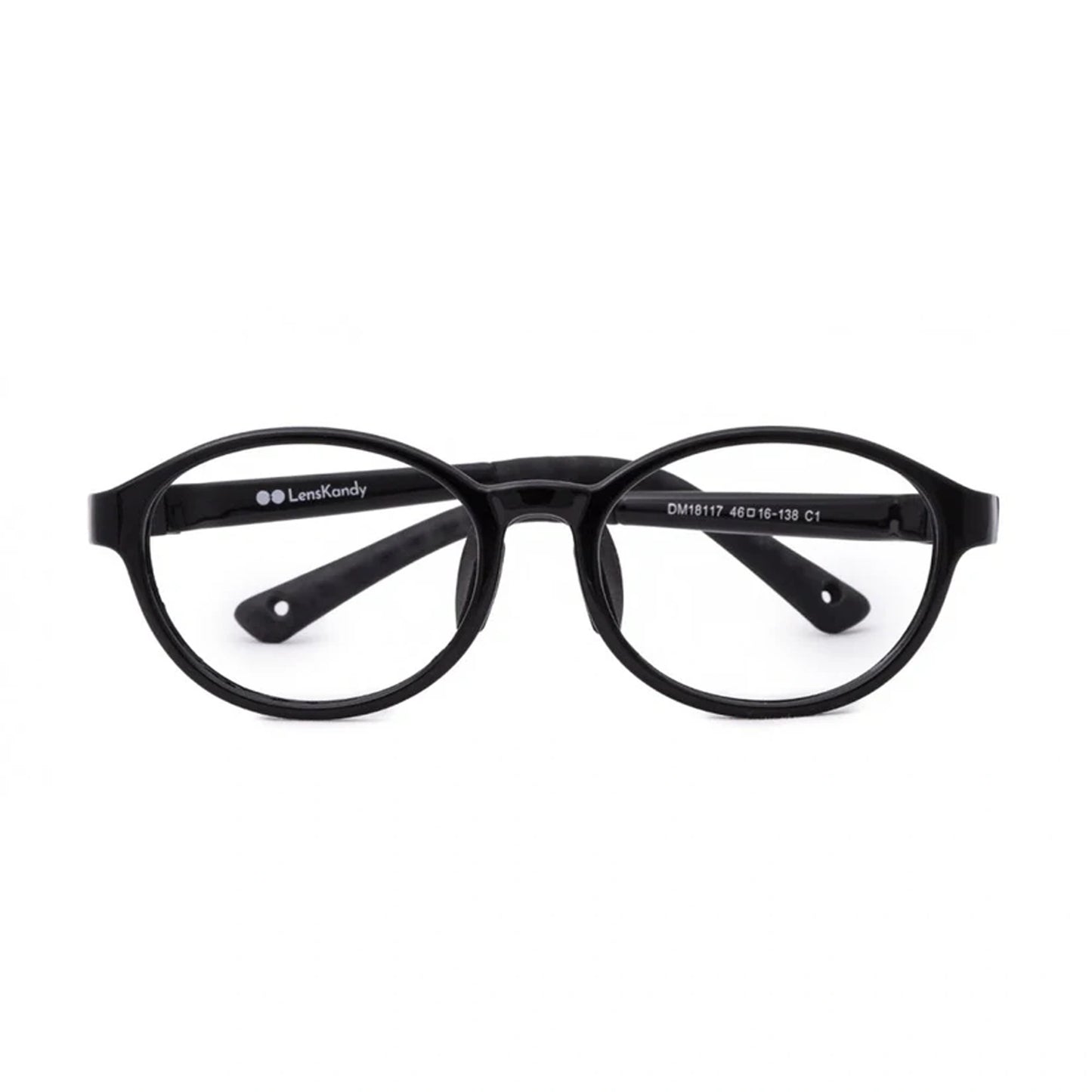 Black Flexible Clip On Eyeglasses For Kids ( 8-12 Yrs )