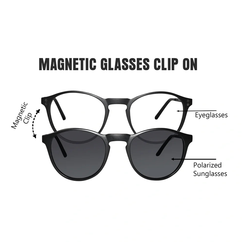 matt Blue Transparent Round Clip On Eyeglasses For Men & Women
