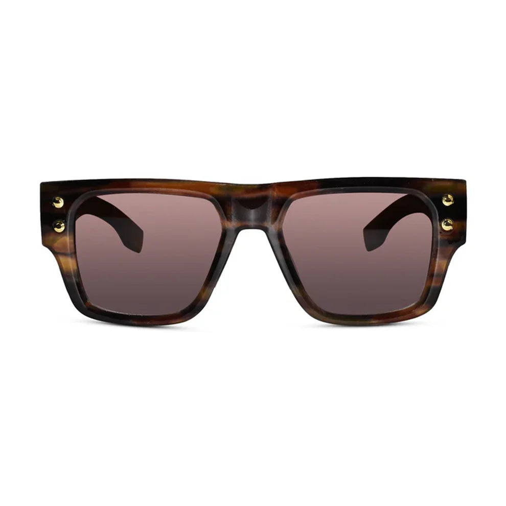 Stylish Bold Black with Green Tint Rectangular Sunglasses