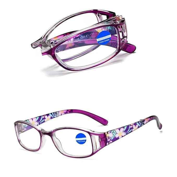 Foldable Purple Full Rim Reading Glasses For Women