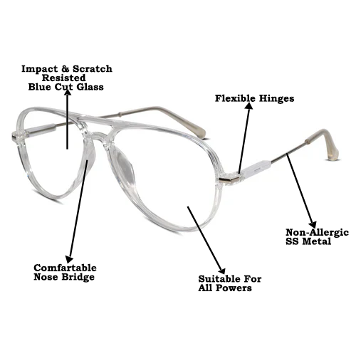 Black Aviator Eyeglasses For Men & Women