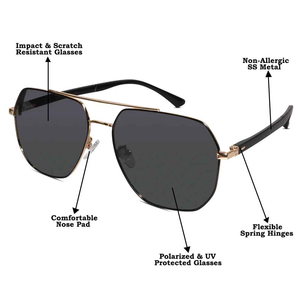 Marshall Black-Gold Sunglasses For Men