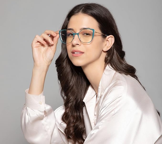 Gold Green Cat eye Eyeglasses for women
