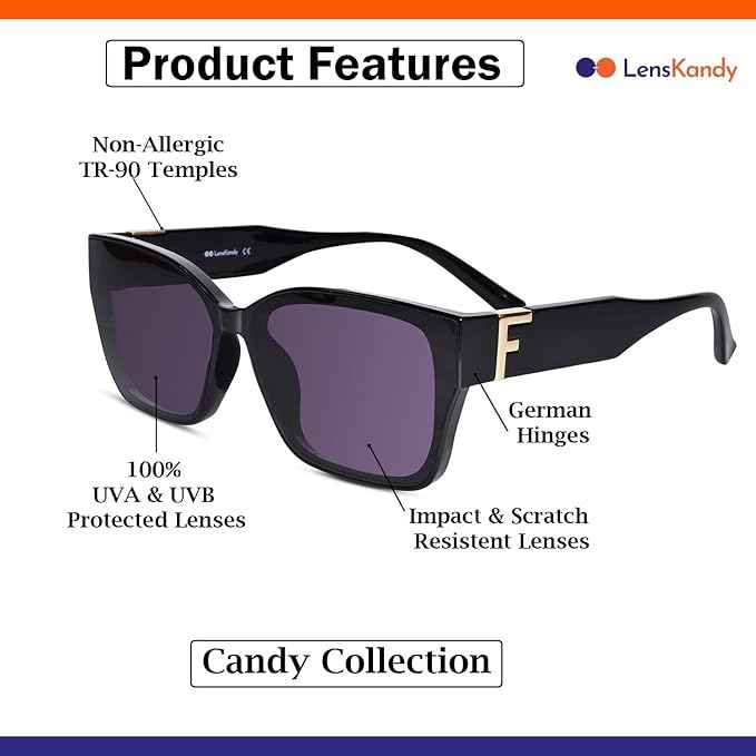 Black Rectangular Sunglasses For Men & Women