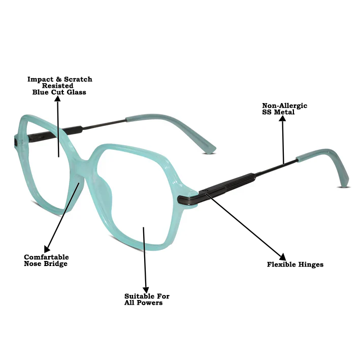 Purple Square Eyeglasses For Women
