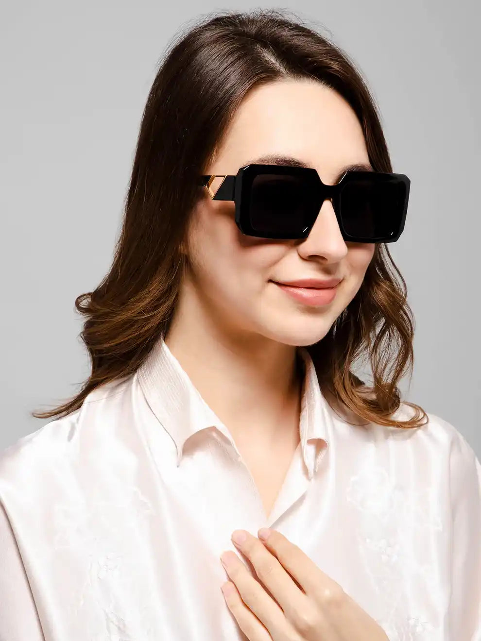 White Designer  Rectangular Sunglasses For Women