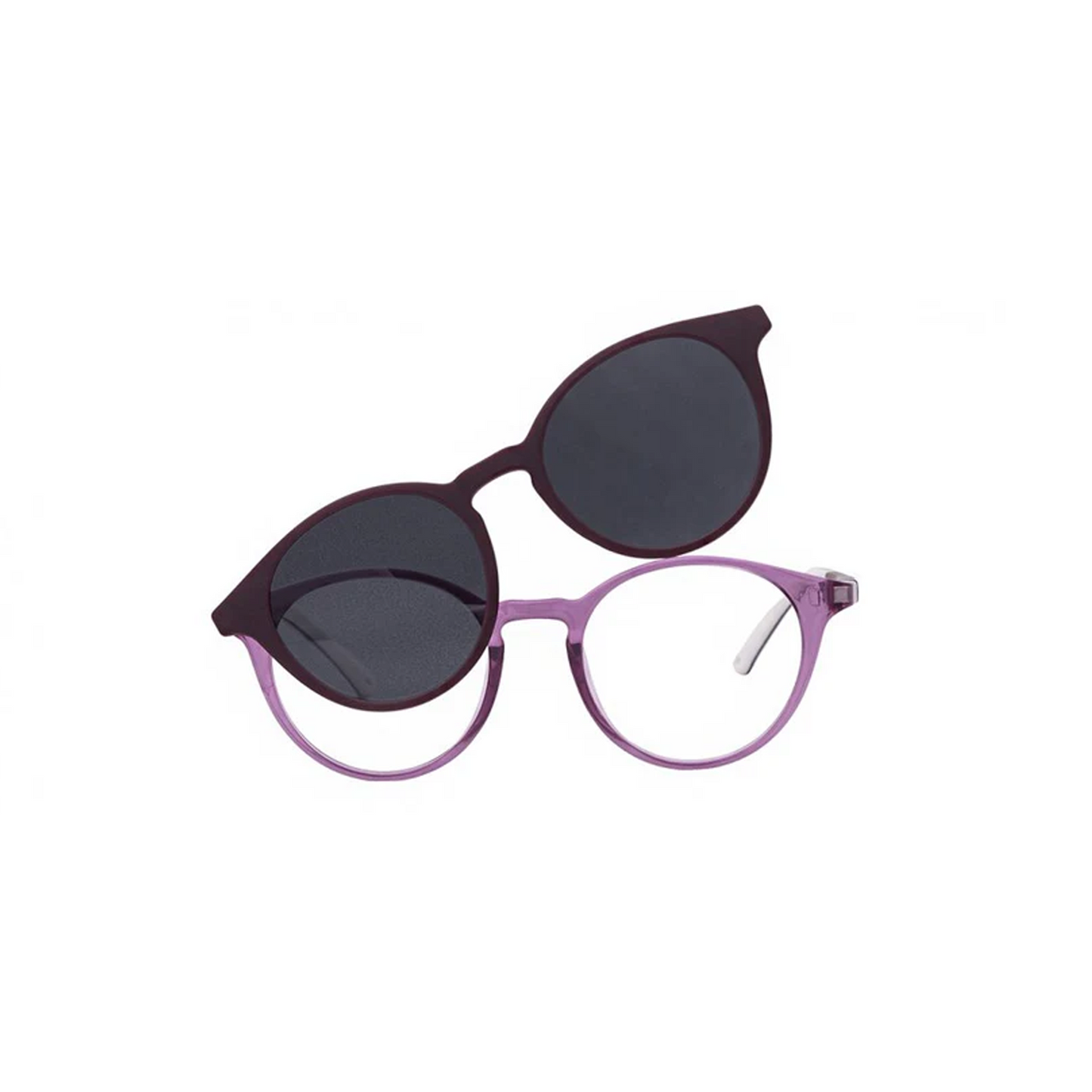 Crystal Purple Full Rim Round Clip on Eyeglasses ( 8-12 Yrs )