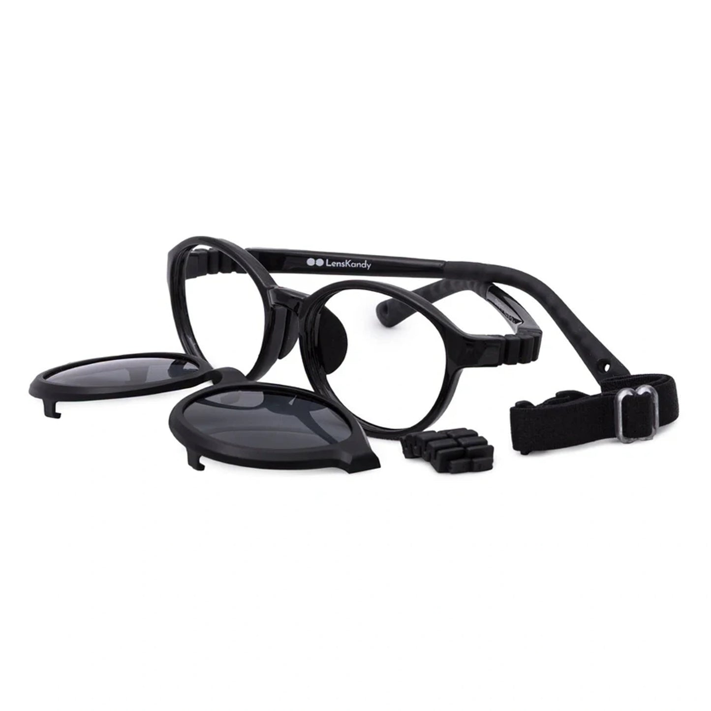 Black Flexible Clip On Eyeglasses For Kids ( 8-12 Yrs )