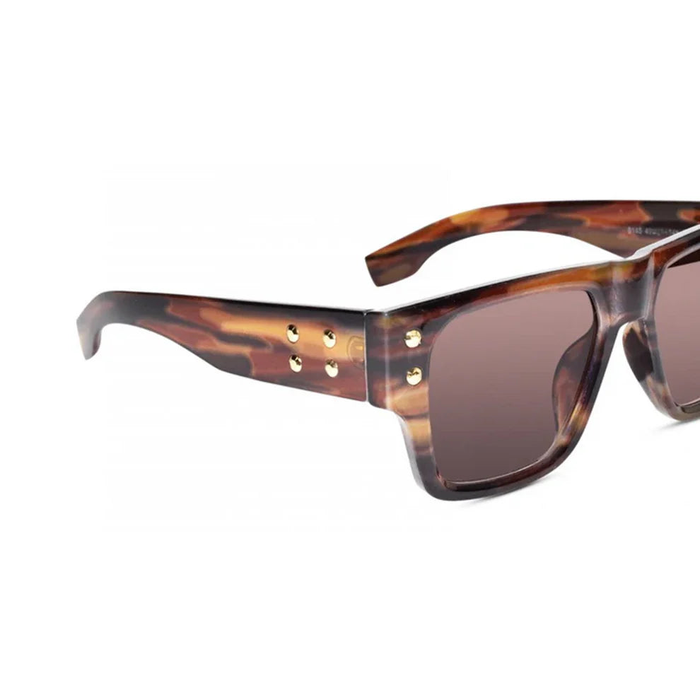 Stylish Bold Black with Green Tint Rectangular Sunglasses