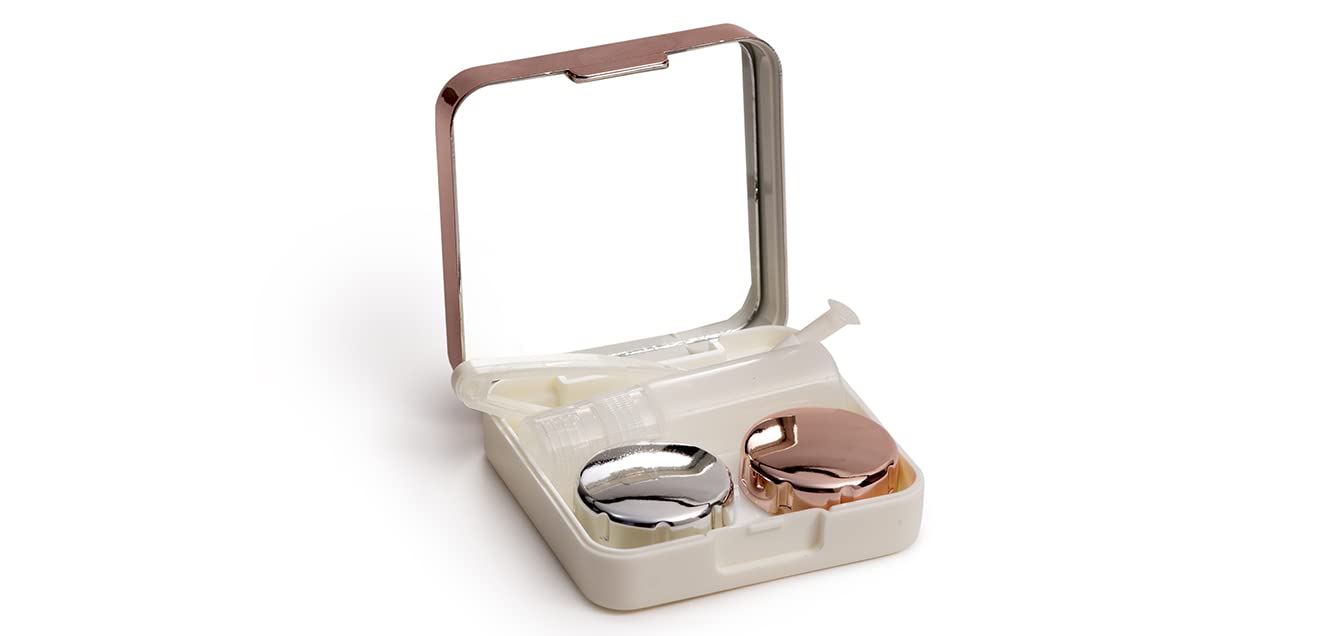 Eyekan Travel Contact Lens Case Box with Mirror (Rose Gold)