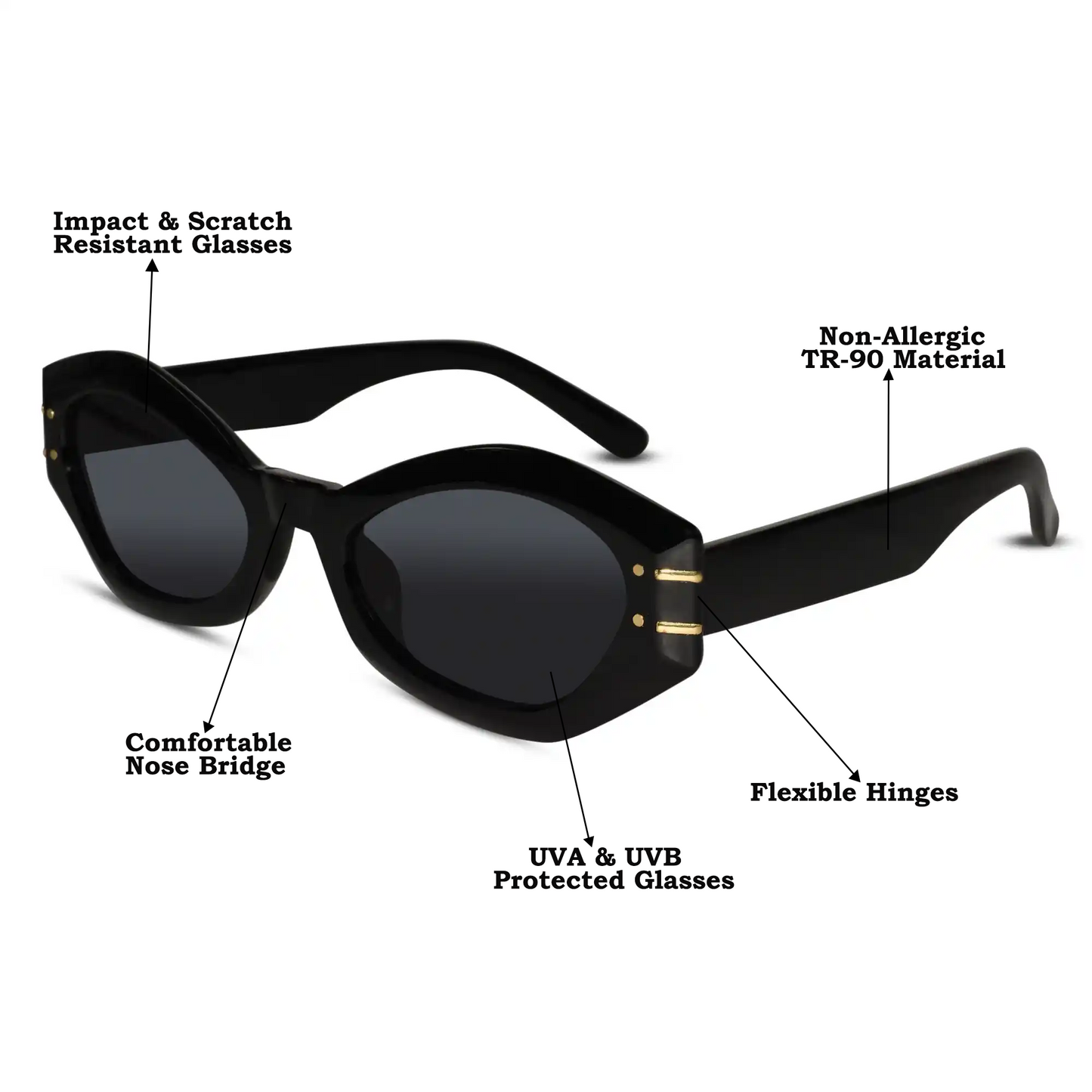 White Bold Cat eye Sunglasses For Women