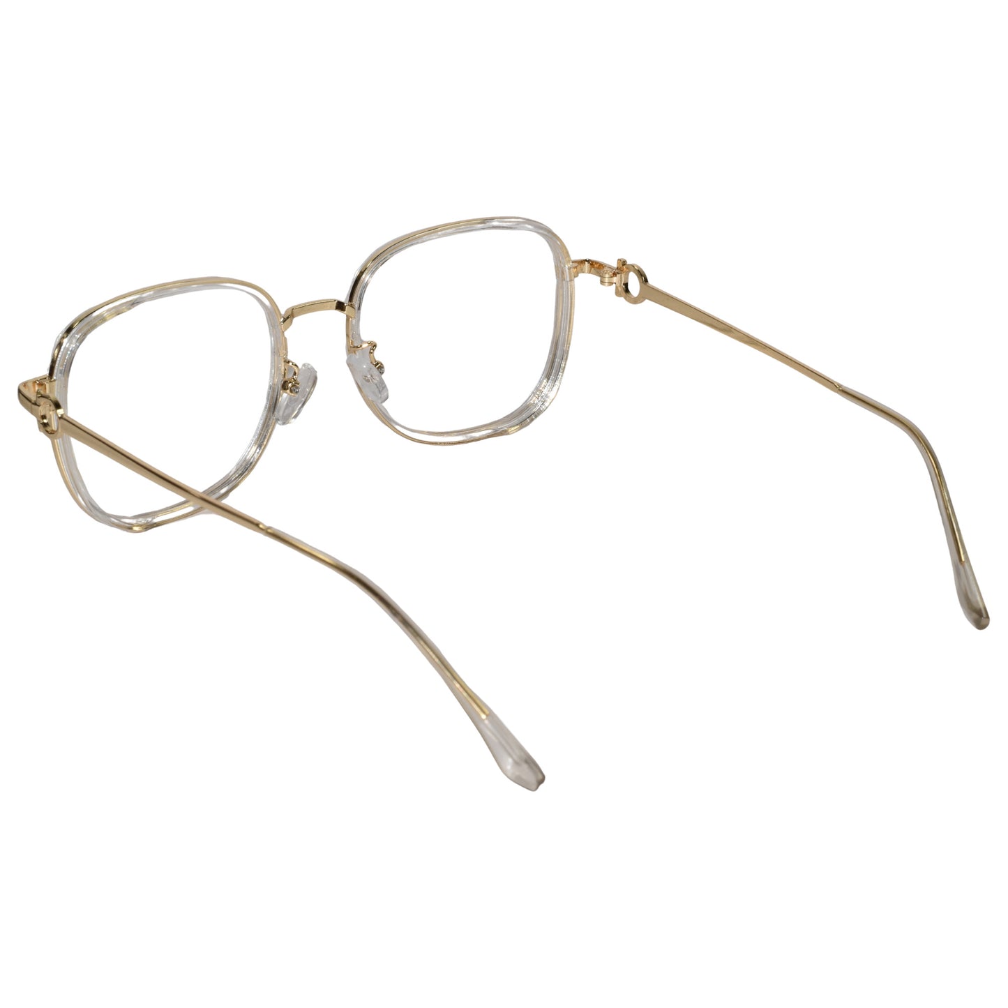 Designer Gold Square Metal Eyeglasses For Women