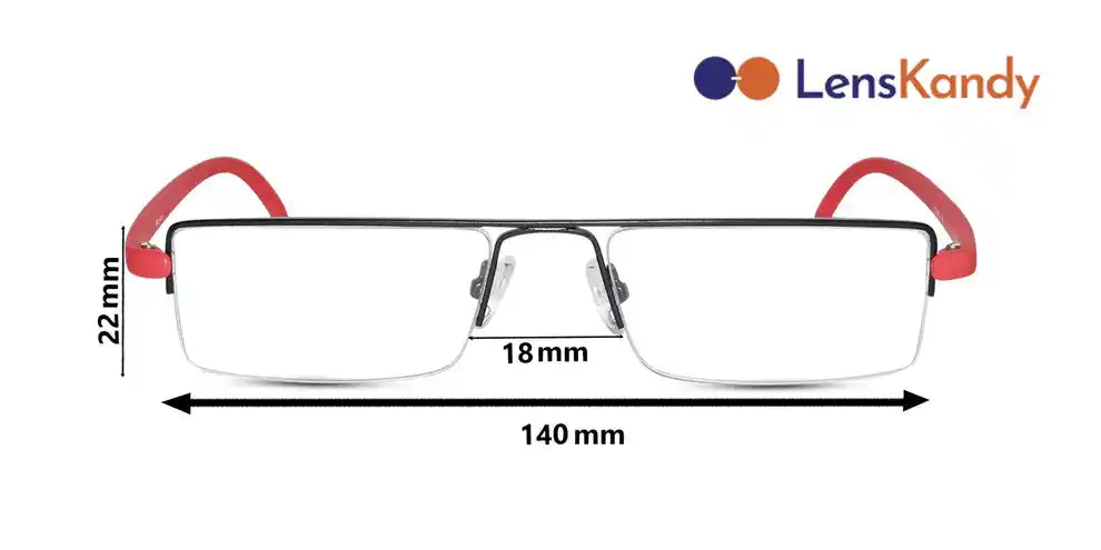 Readers Matte Black - Red Half Rim Rectangle