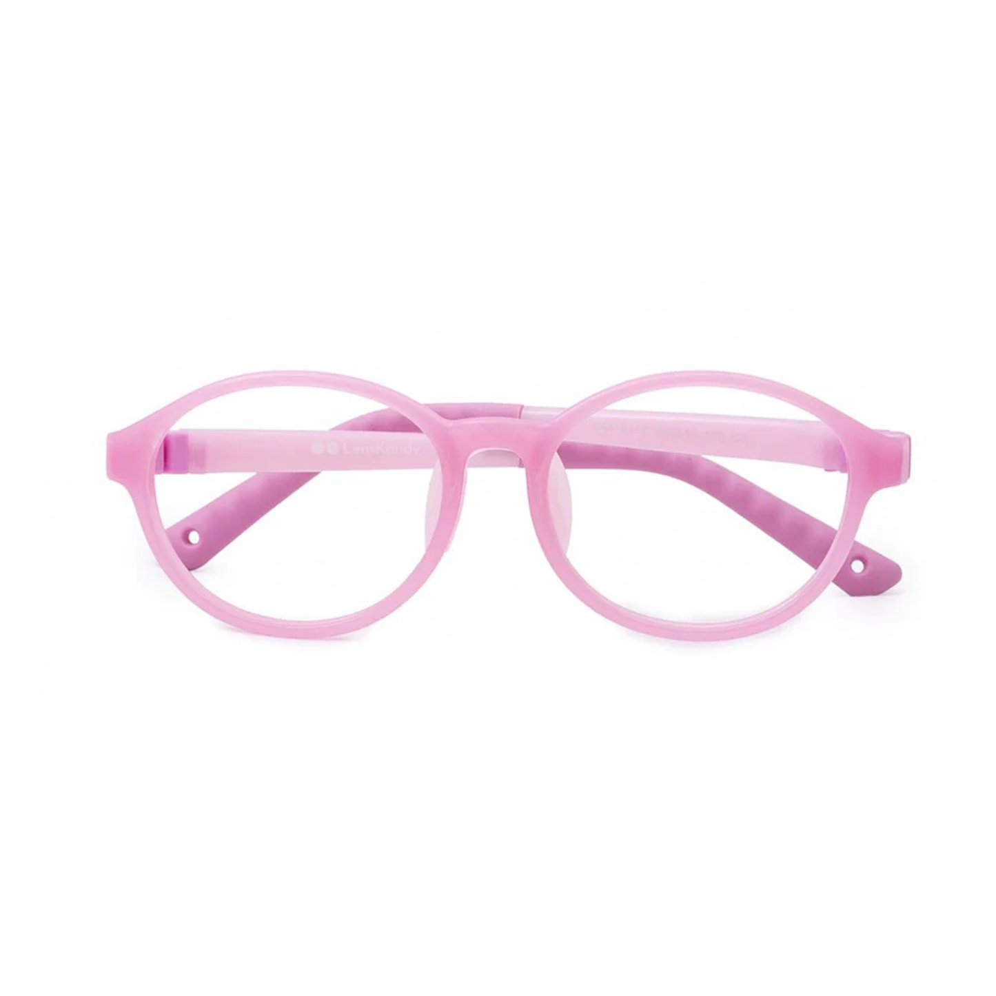 Pink Full Rim Round Flexible Clip on Eyeglasses ( 8-12 Yrs )