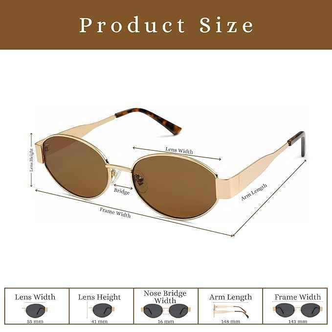 Retro Golden Oval Sunglasses for Women & Men