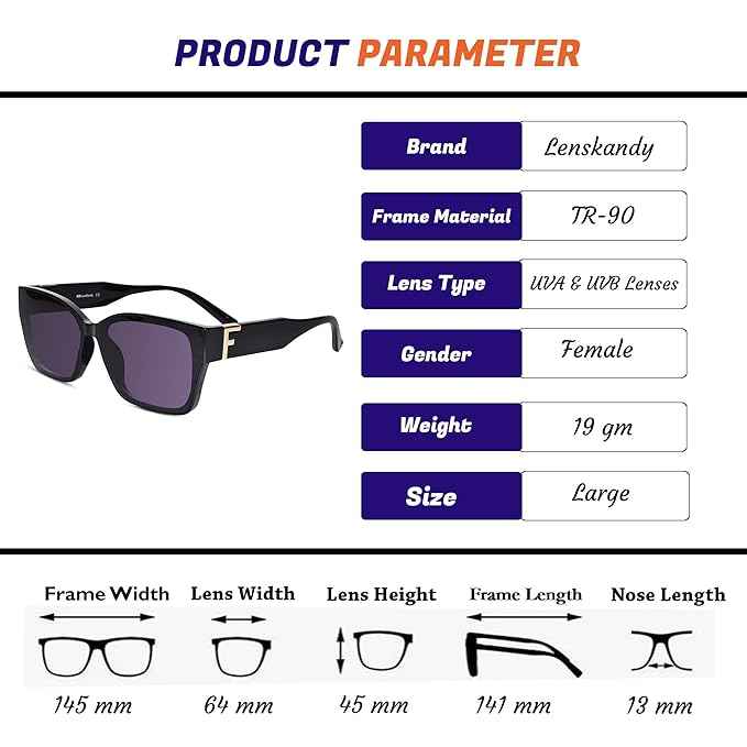 Black Rectangular Sunglasses For Men & Women