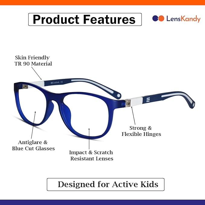 Blue Rectangular Eyeglasses For Kids