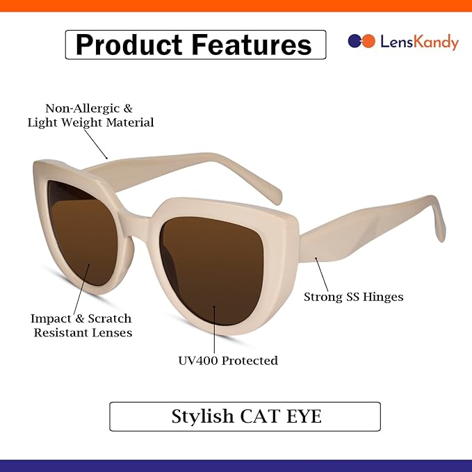 Stylish Cat Eye White Sunglasses For Women