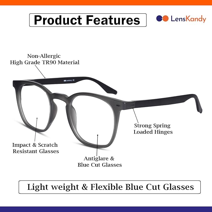 Matt Grey Wayfarer Eyeglasses For Men & Women