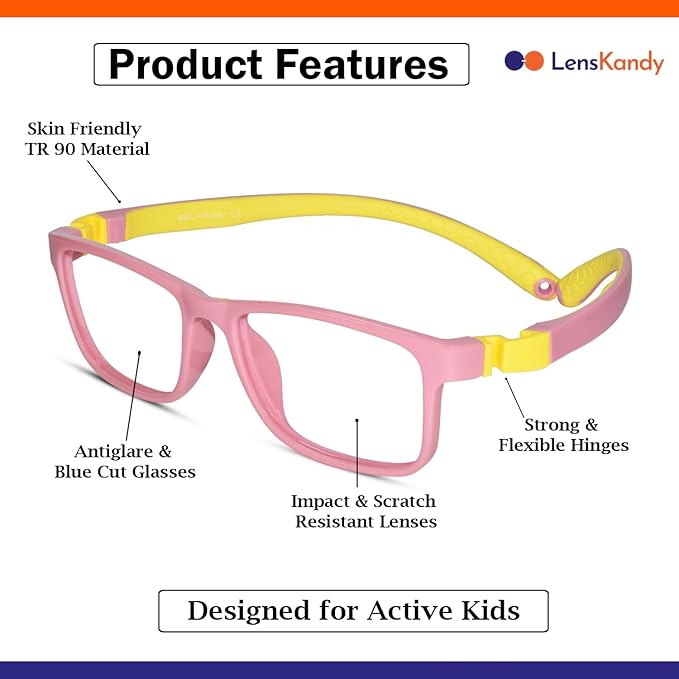 Flexible Full Rim Blue Rectangle Eyeglasses 6-10 yrs
