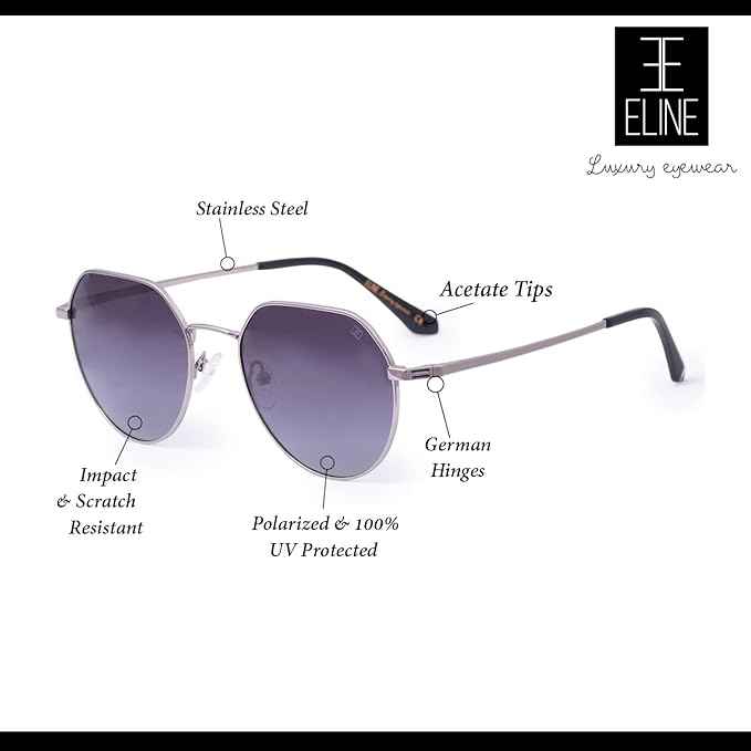 Luxury Sliver-Black Hexagonal sunglass For Men & Women
