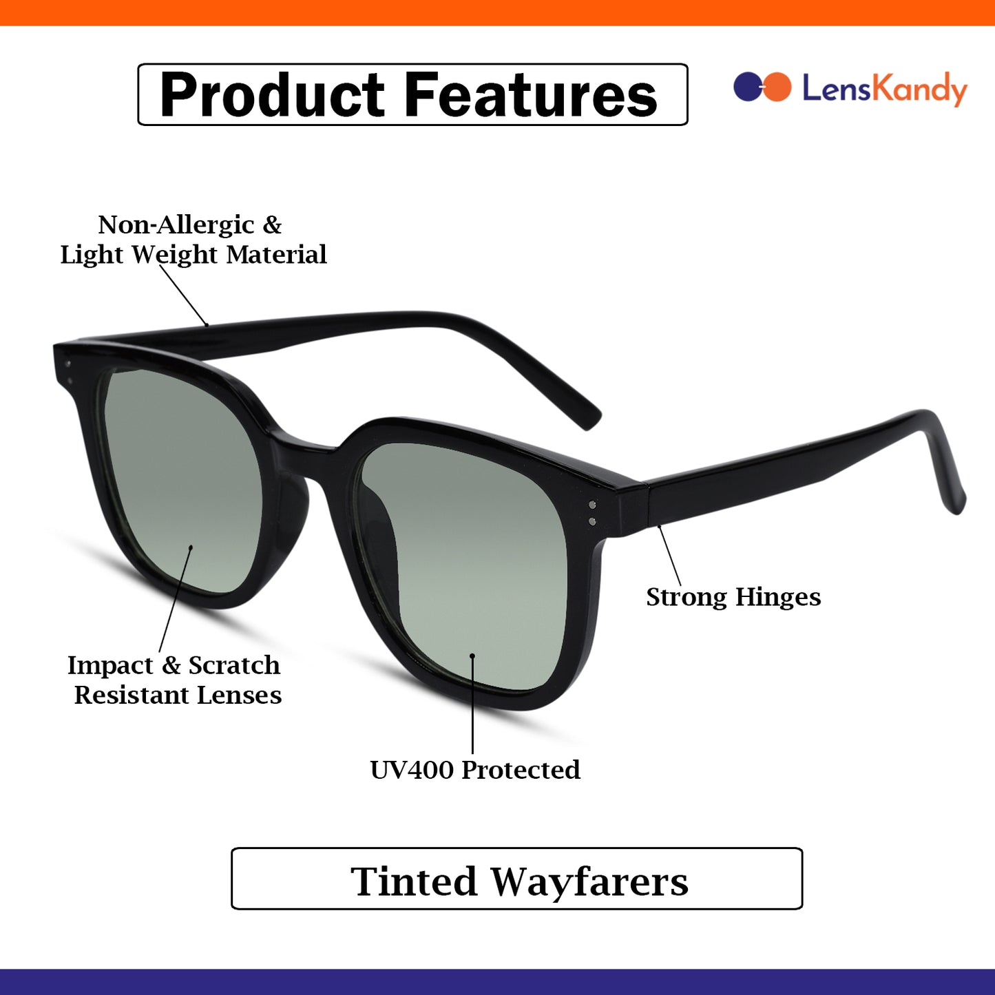 Wayfarer Green Tint Sunglasses For Men & Women