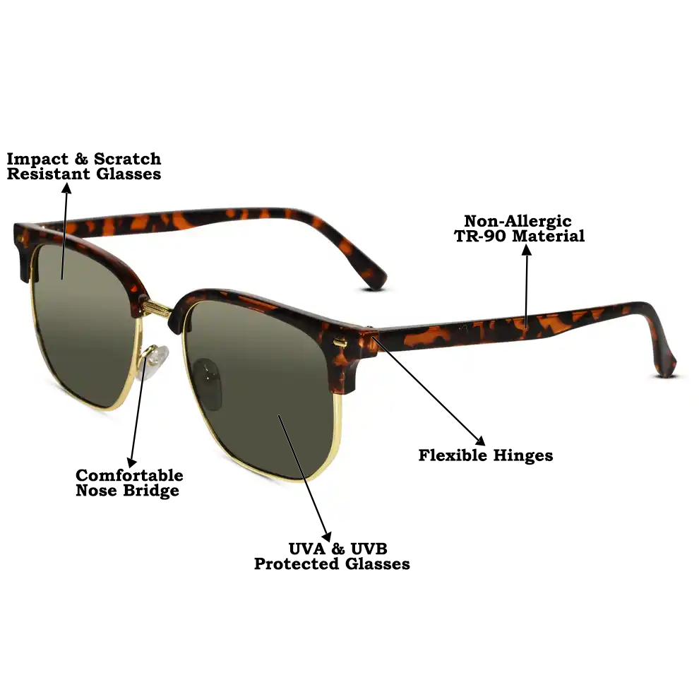 White Rectangular Sunglasses For Men & Women