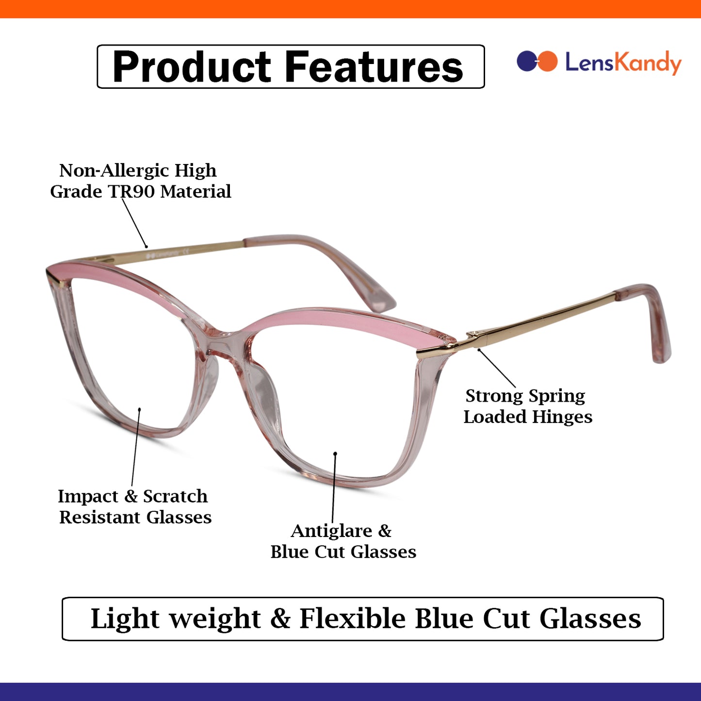 Pink Cateye Computer Glasses For Women