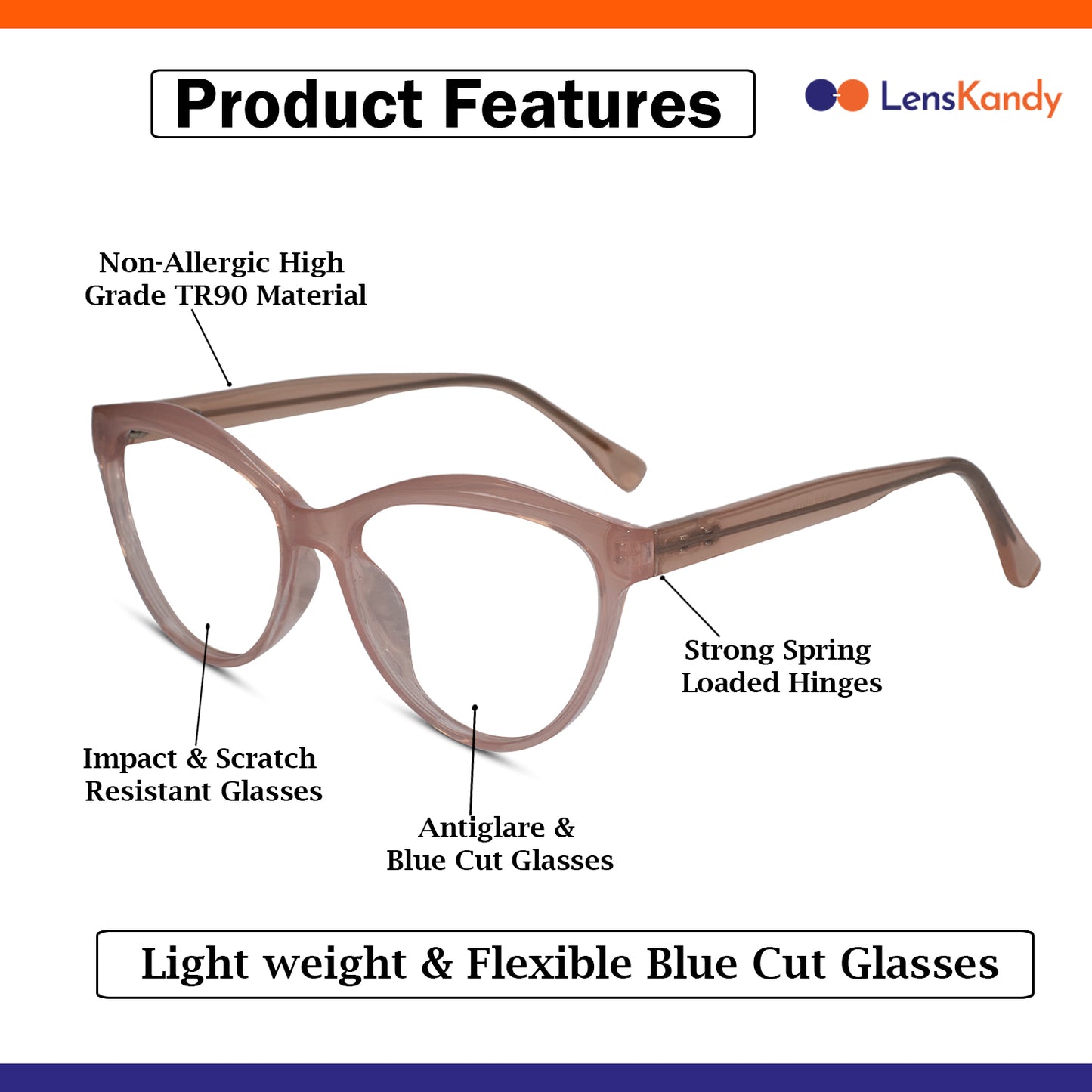 Brown Cat eye Eyeglasses For Women