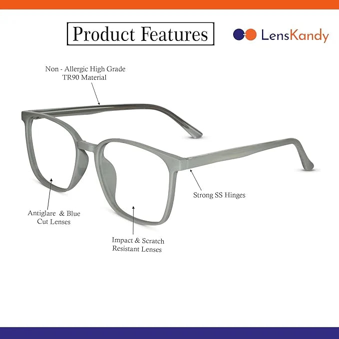 Shiny Aqua Blue Square Antiglare Computer Glasses