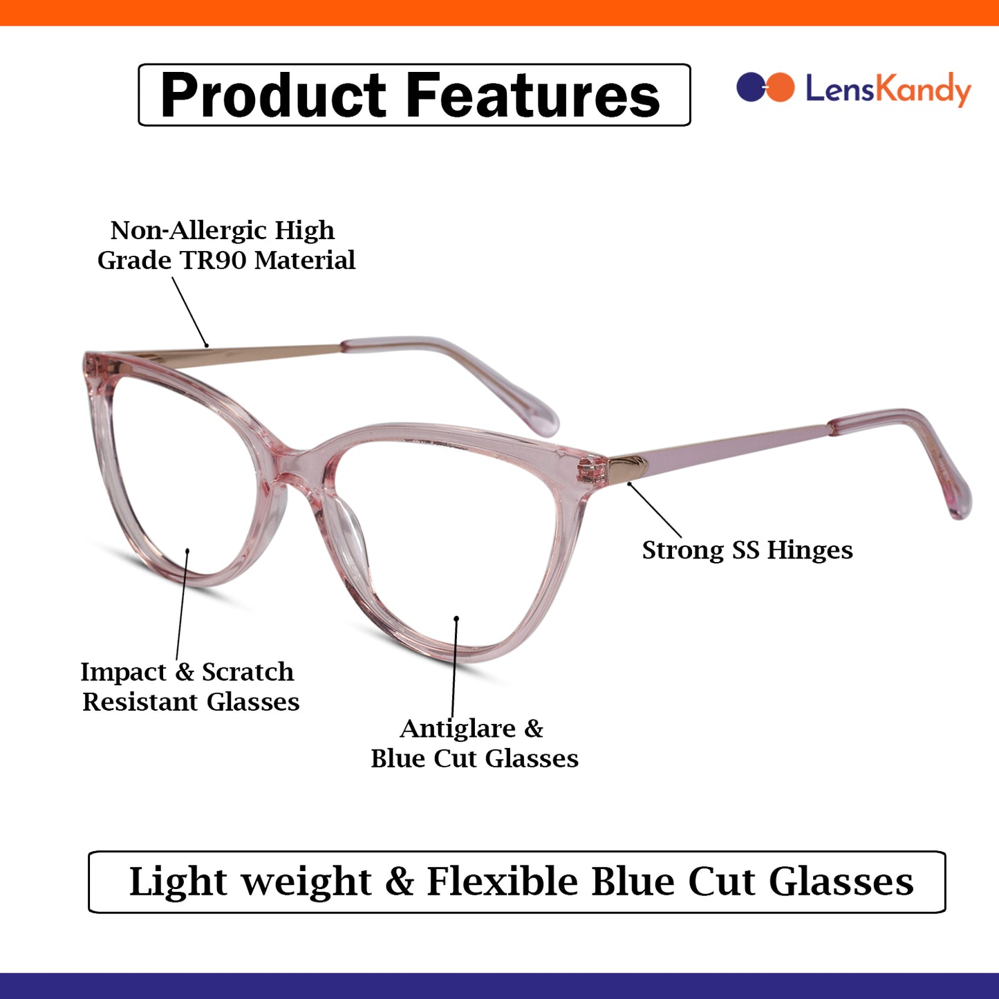 Pink Cat eye Eyeglasses & Computer Glasses For Women