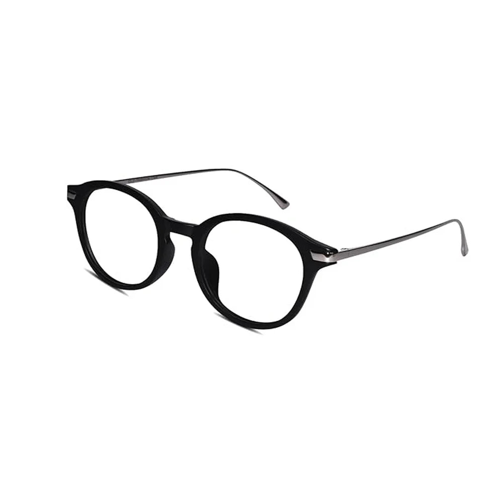 Shiny Dual Tone Black Printed Round Eyeglasses