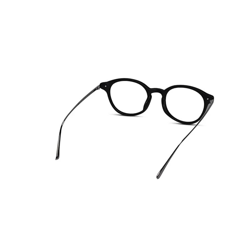 Shiny Dual Tone Black Printed Round Eyeglasses