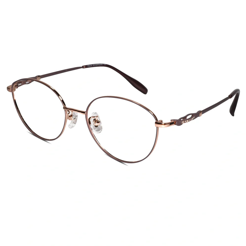 Red Gold Designer Rimless Round Eyeglasses For women