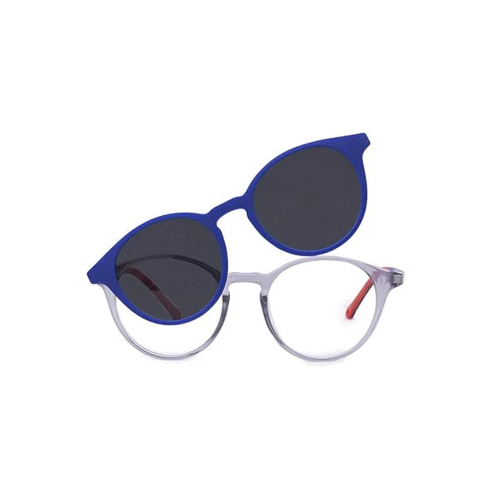 Crystal Purple Full Rim Round Clip On Eyeglasses
